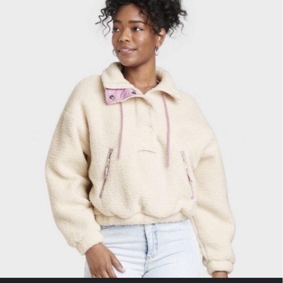 Universal Thread Pullover Sherpa  Jacket Stucco Women's Size M - Picture 1 of 9